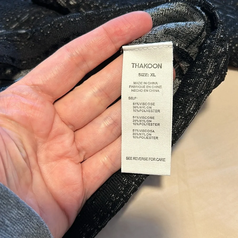 NWT THAKOON Lace Jacquard Mini Crewneck Sweater Black XL